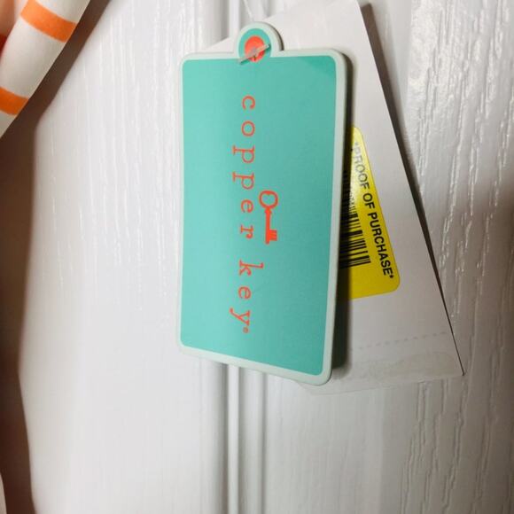 Copper Key Big Girls Tie-Shoulder One Piece Swimsuit Breton Stripe Size 16 XL - Picture 3 of 7